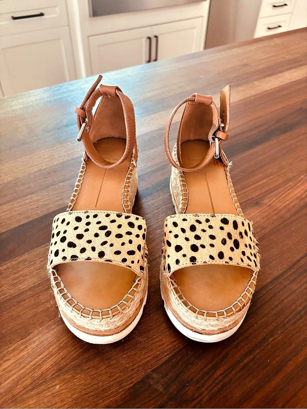 DV Dolce Vita Tammara Ankle-Strap Platform Espadrille Wedges Brown & Cream